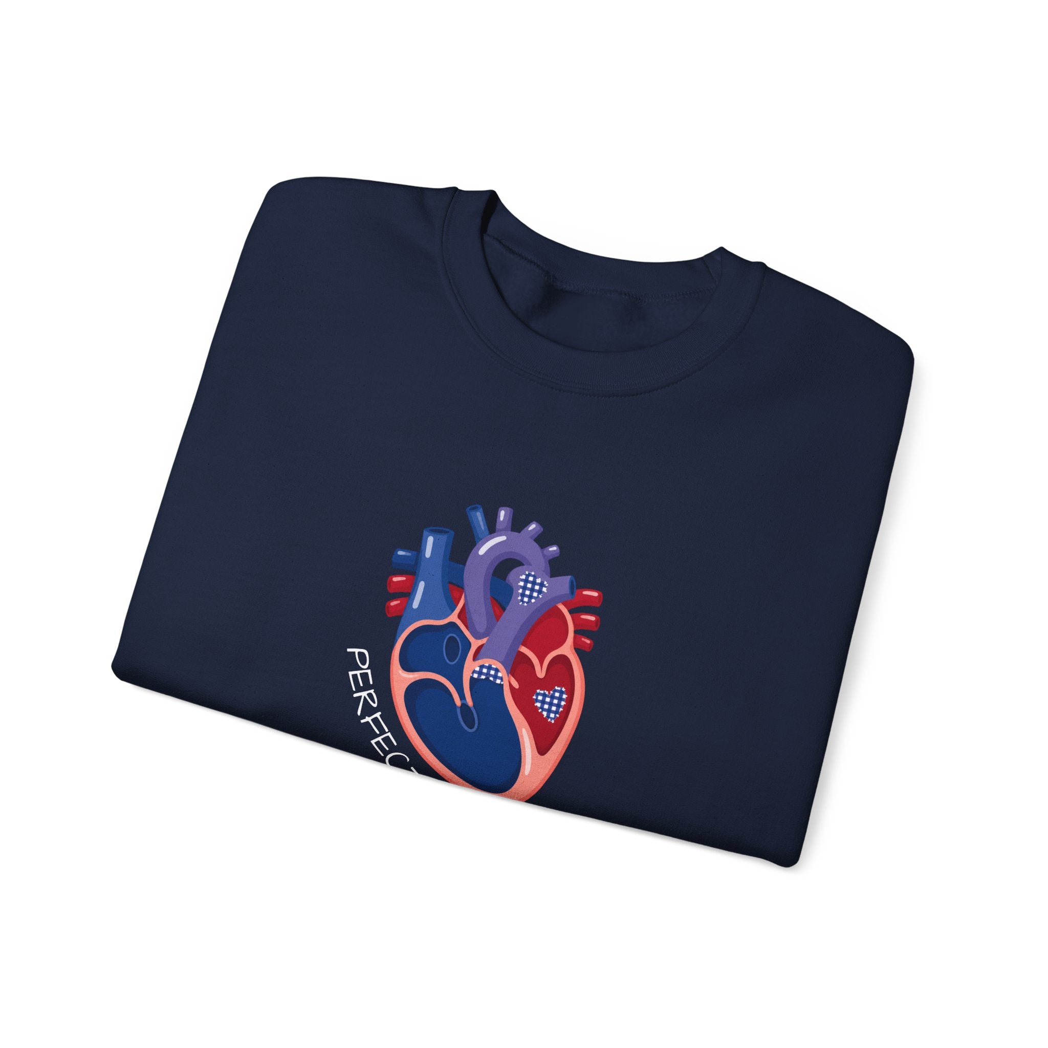 Crewneck Sweatshirt — 'Perfectly Patched' Anatomical Heart Graphic