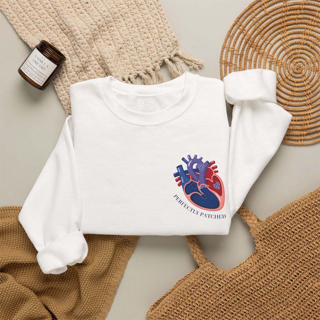 Anatomical Heart Crewneck Sweatshirt — Red & Blue Heart Design