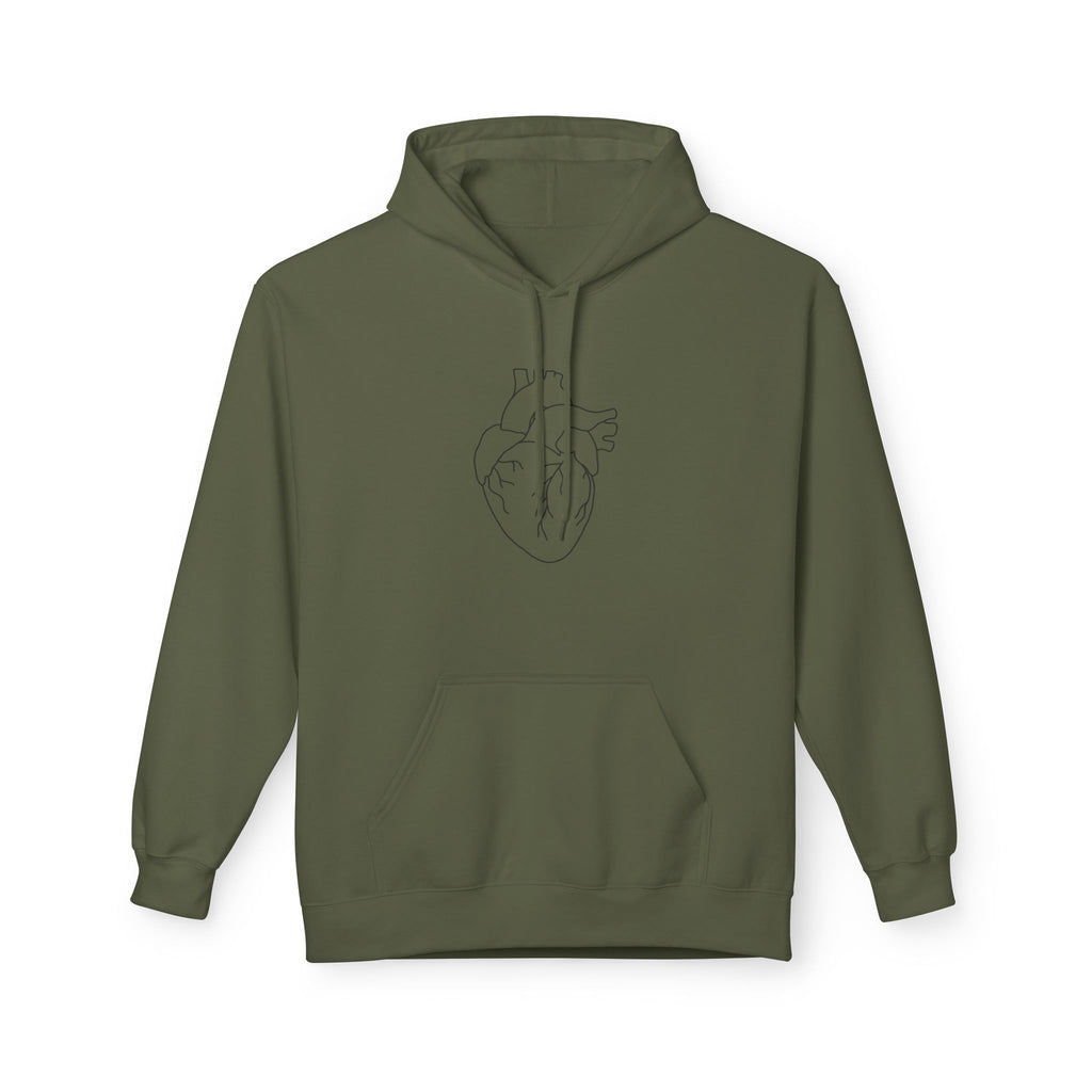 Minimal Anatomical Heart Hoodie — Line Art Medical Heart Pullover