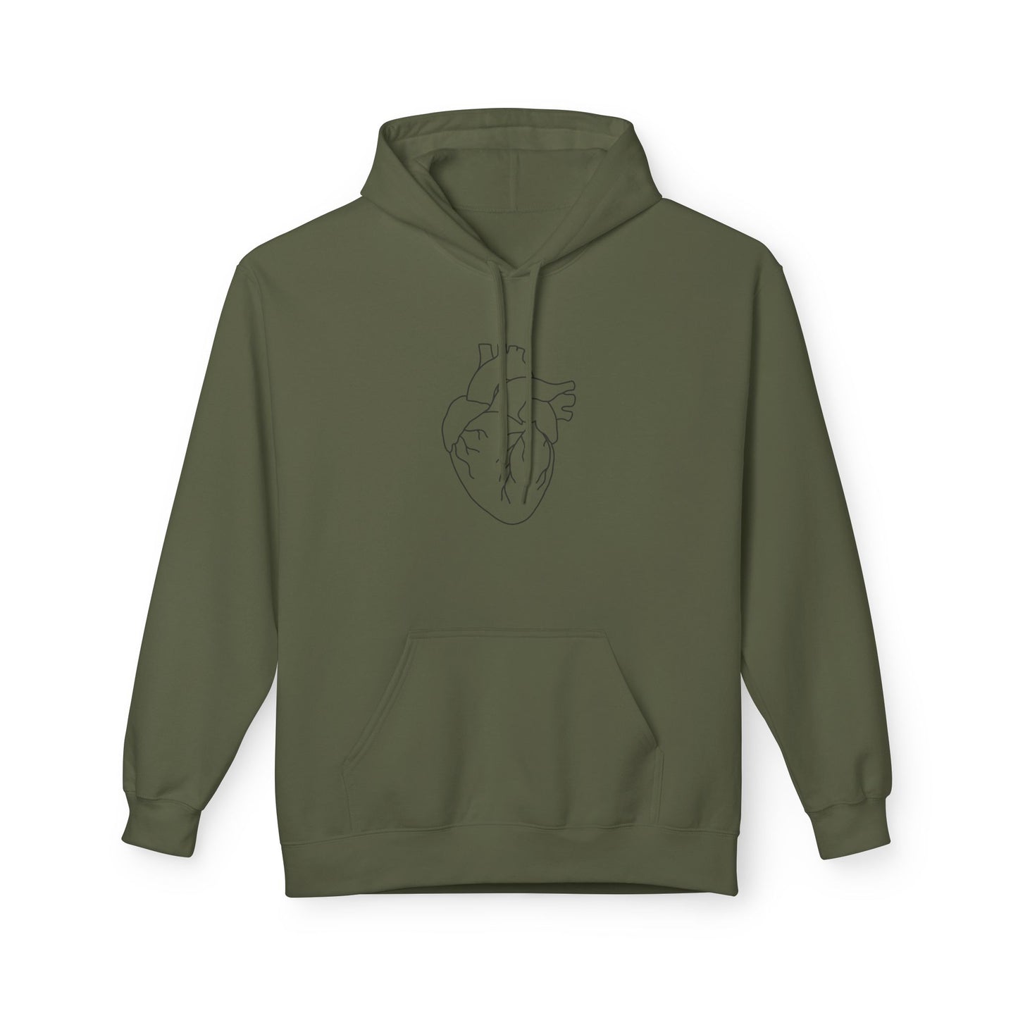Minimal Anatomical Heart Hoodie — Line Art Medical Heart Pullover