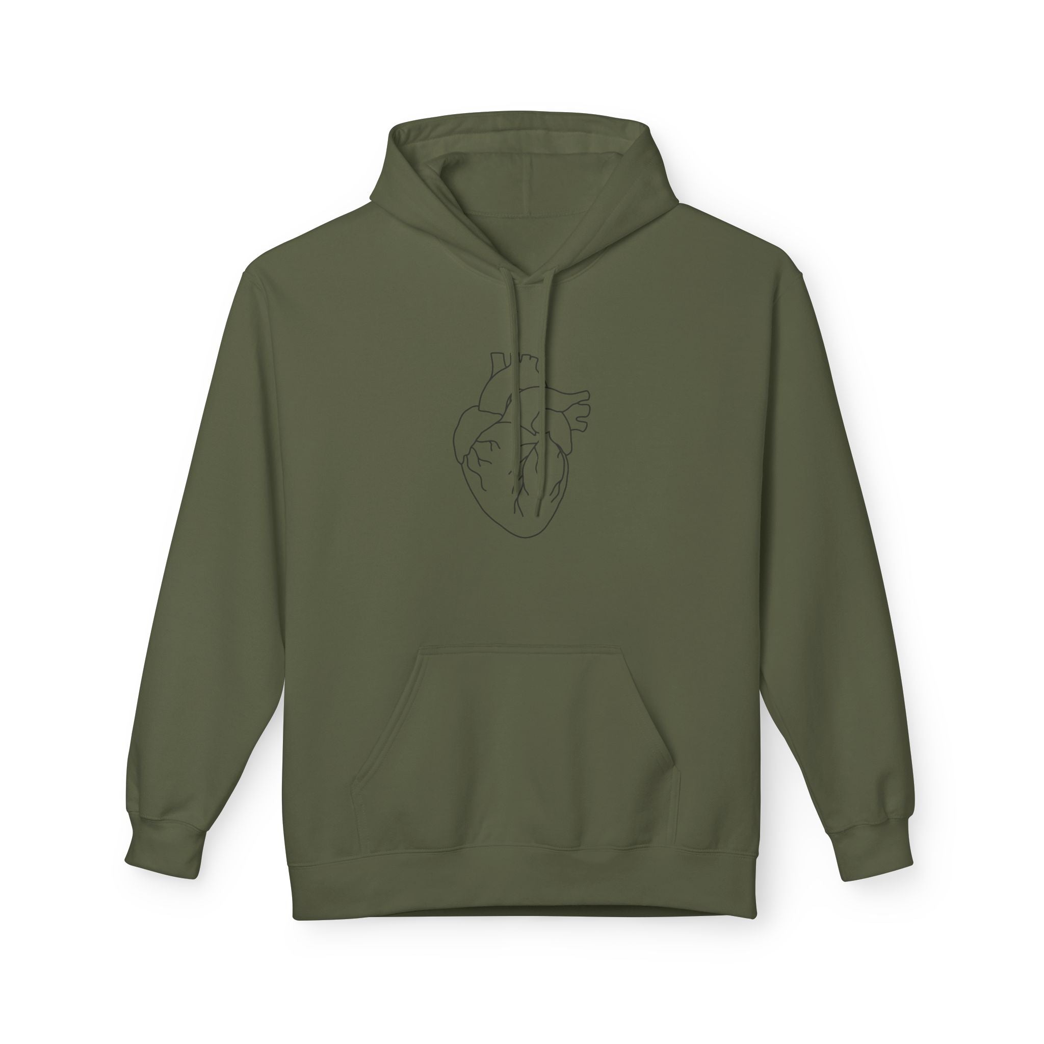 Minimal Anatomical Heart Hoodie — Line Art Medical Heart Pullover