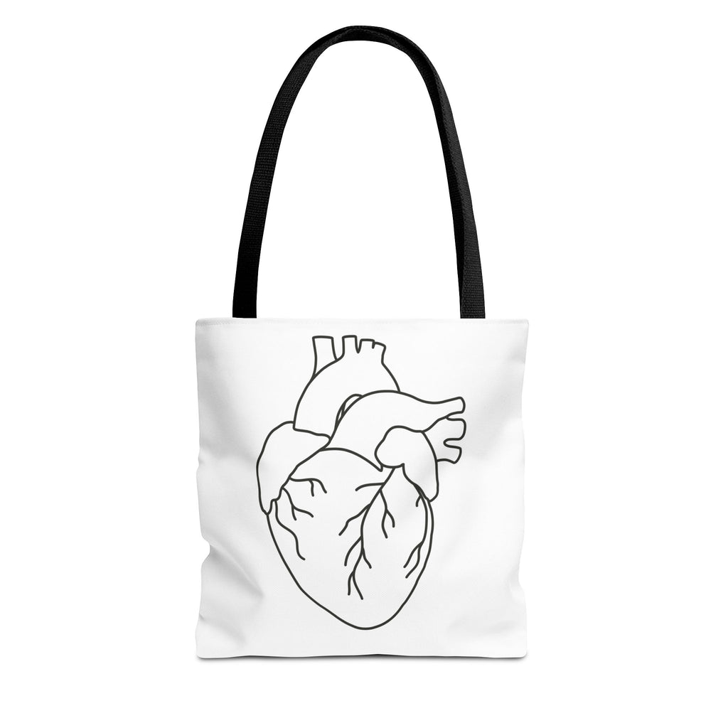 Anatomical Heart Tote Bag — Minimal Line Art Medical Shopper