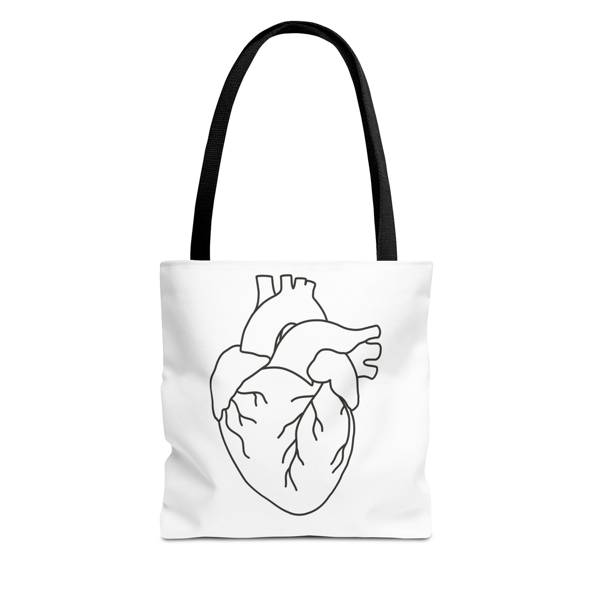 Anatomical Heart Tote Bag — Minimal Line Art Medical Shopper