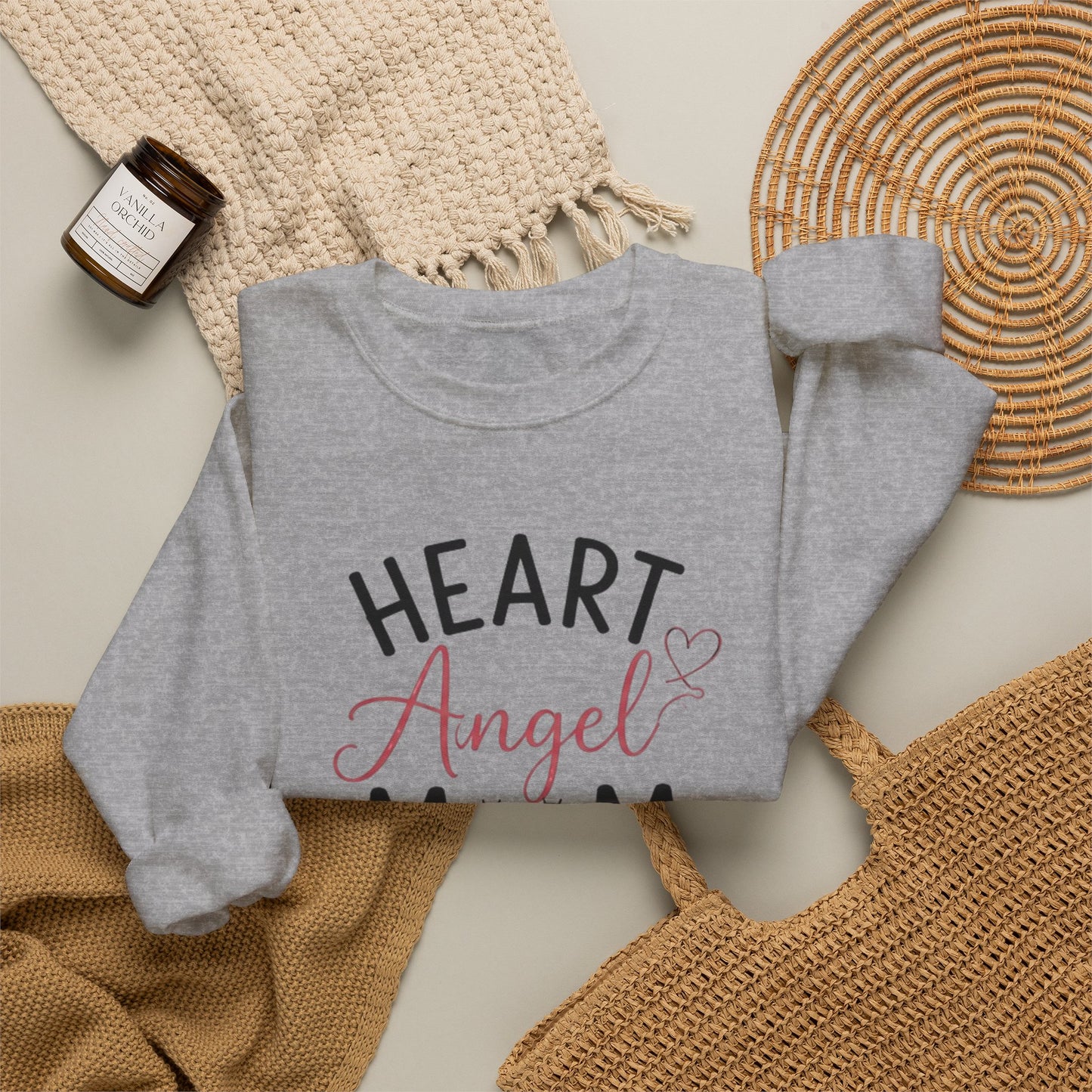 Sweatshirt — "Heart Angel Mom" Memorial Crewneck for Grieving Mothers
