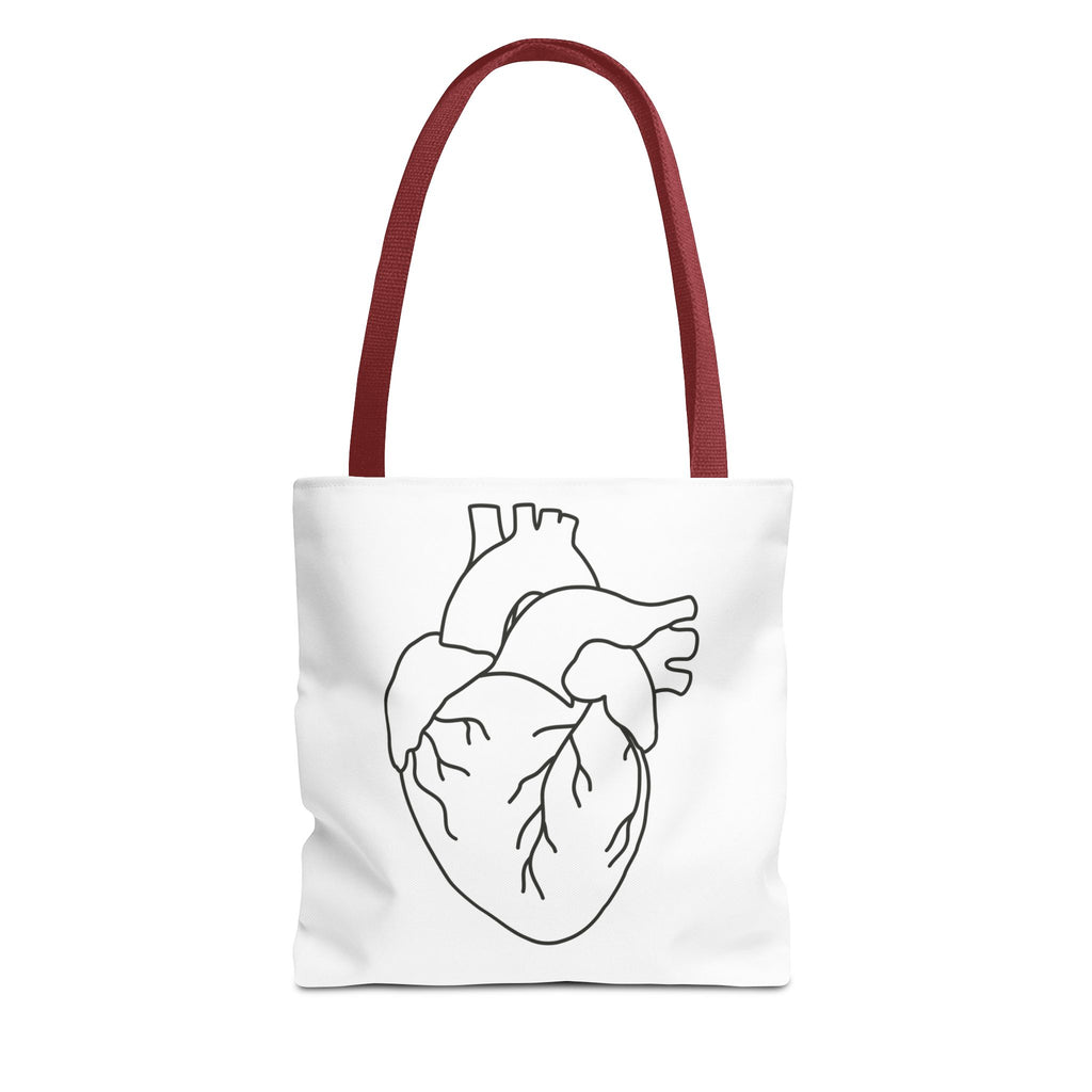 Anatomical Heart Tote Bag — Minimal Line Art Medical Shopper