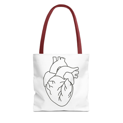 Anatomical Heart Tote Bag — Minimal Line Art Medical Shopper