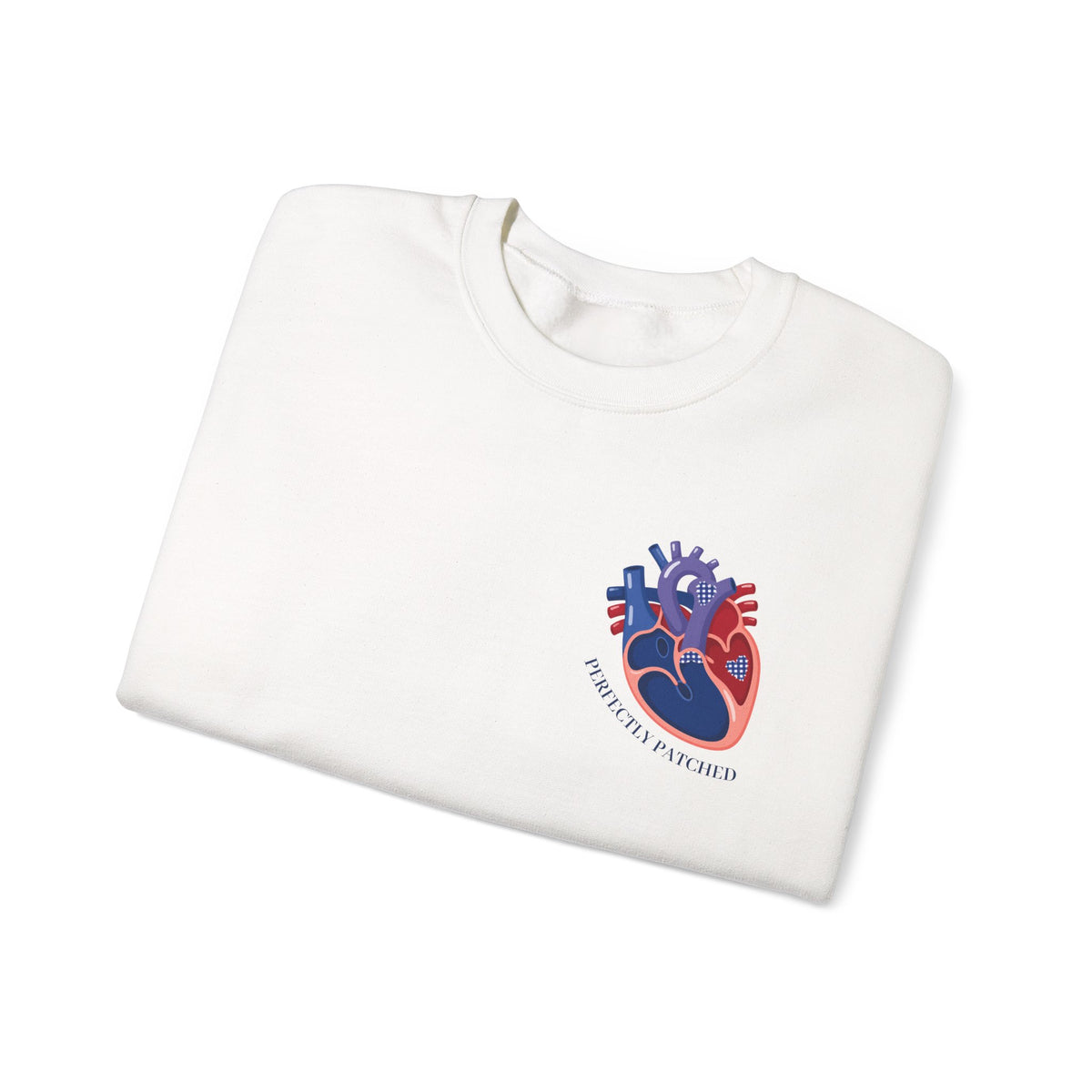 Anatomical Heart Crewneck Sweatshirt — Red & Blue Heart Design
