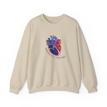 Crewneck Sweatshirt — 'Perfectly Patched' Anatomical Heart Graphic