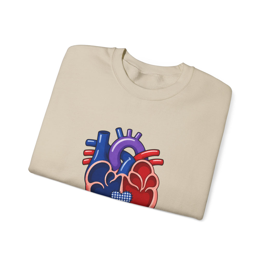 Bivent Heart Anatomy Sweatshirt — Bi Pride ‘Two Sides, One Strong Heart’ Crewneck