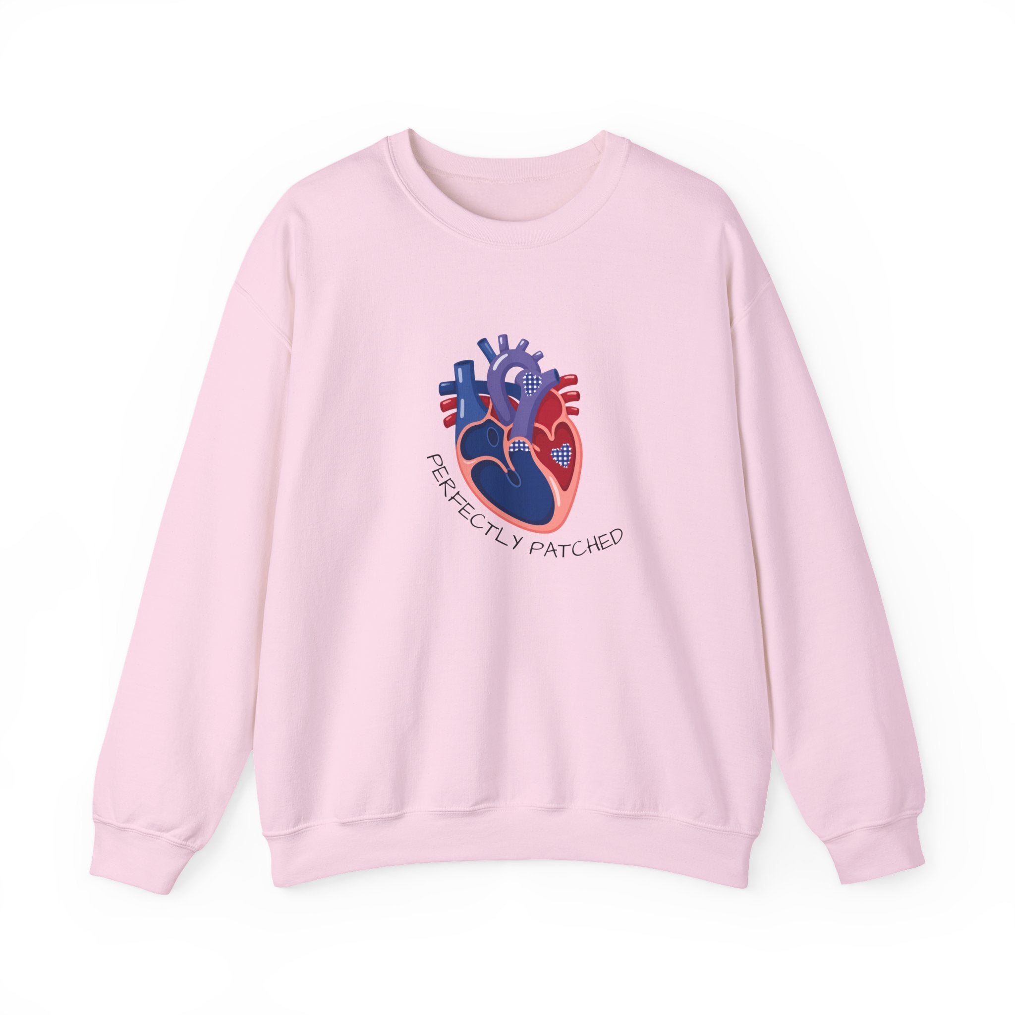 Crewneck Sweatshirt — 'Perfectly Patched' Anatomical Heart Graphic