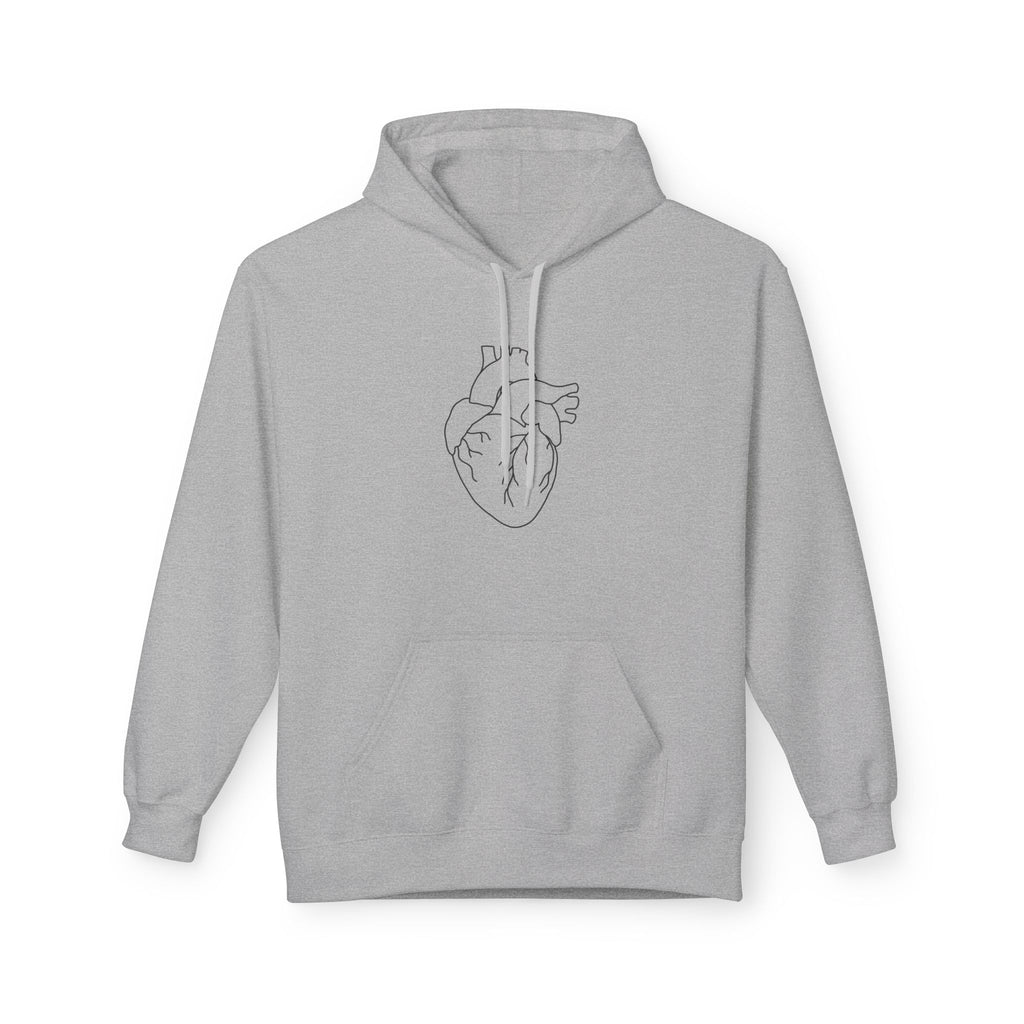 Minimal Anatomical Heart Hoodie — Line Art Medical Heart Pullover