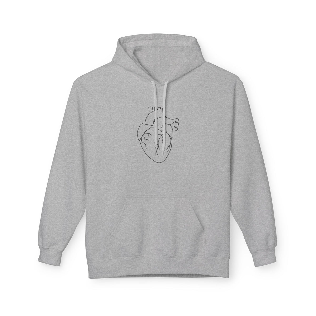 Minimal Anatomical Heart Hoodie — Line Art Medical Heart Pullover