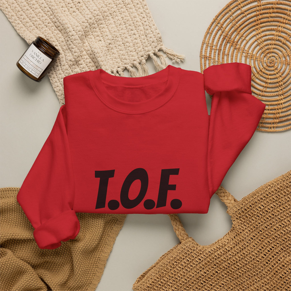 T.O.F. Tough Crewneck Sweatshirt — Minimal Heart Graphic