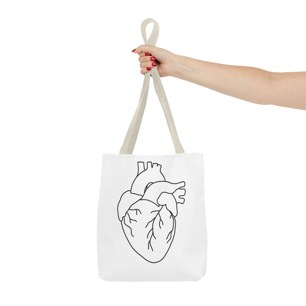 Anatomical Heart Tote Bag — Minimal Line Art Medical Shopper