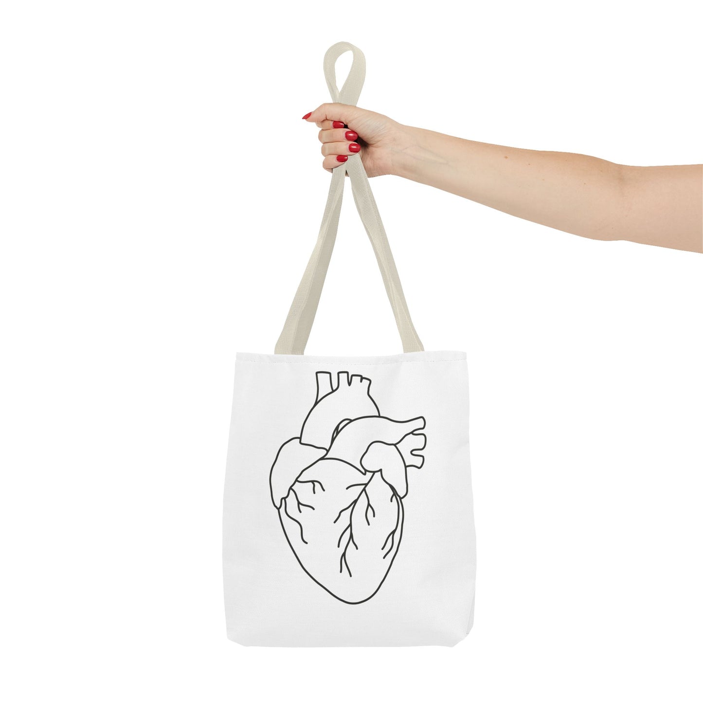 Anatomical Heart Tote Bag — Minimal Line Art Medical Shopper