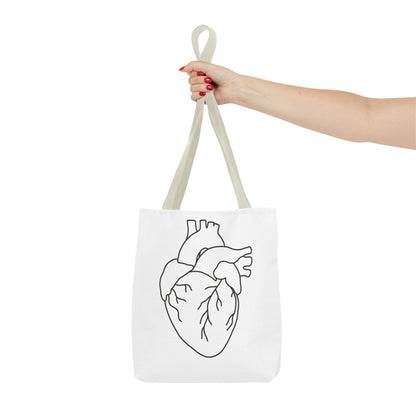 Anatomical Heart Tote Bag — Minimal Line Art Medical Shopper