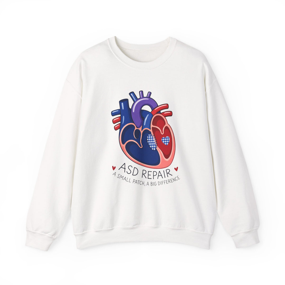 ASD Repair Heart Crewneck Sweatshirt — Autism Support Anatomical Heart Design