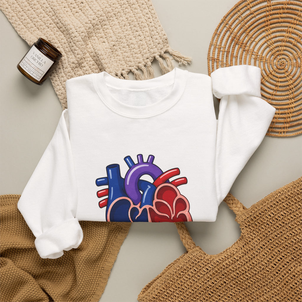 Bivent Heart Anatomy Sweatshirt — Bi Pride ‘Two Sides, One Strong Heart’ Crewneck