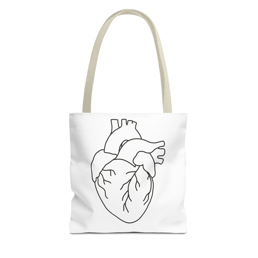 Anatomical Heart Tote Bag — Minimal Line Art Medical Shopper