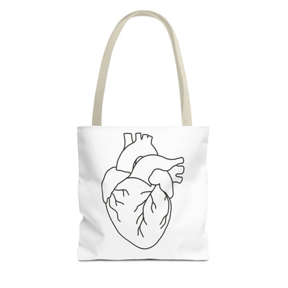 Anatomical Heart Tote Bag — Minimal Line Art Medical Shopper