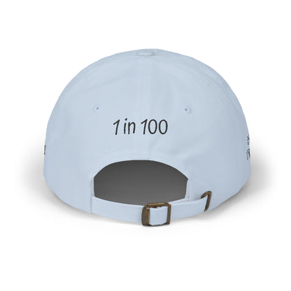 Delilah's Crew Embroidered Dad Cap — Personalized White Baseball Hat ("1 in 100" Back)