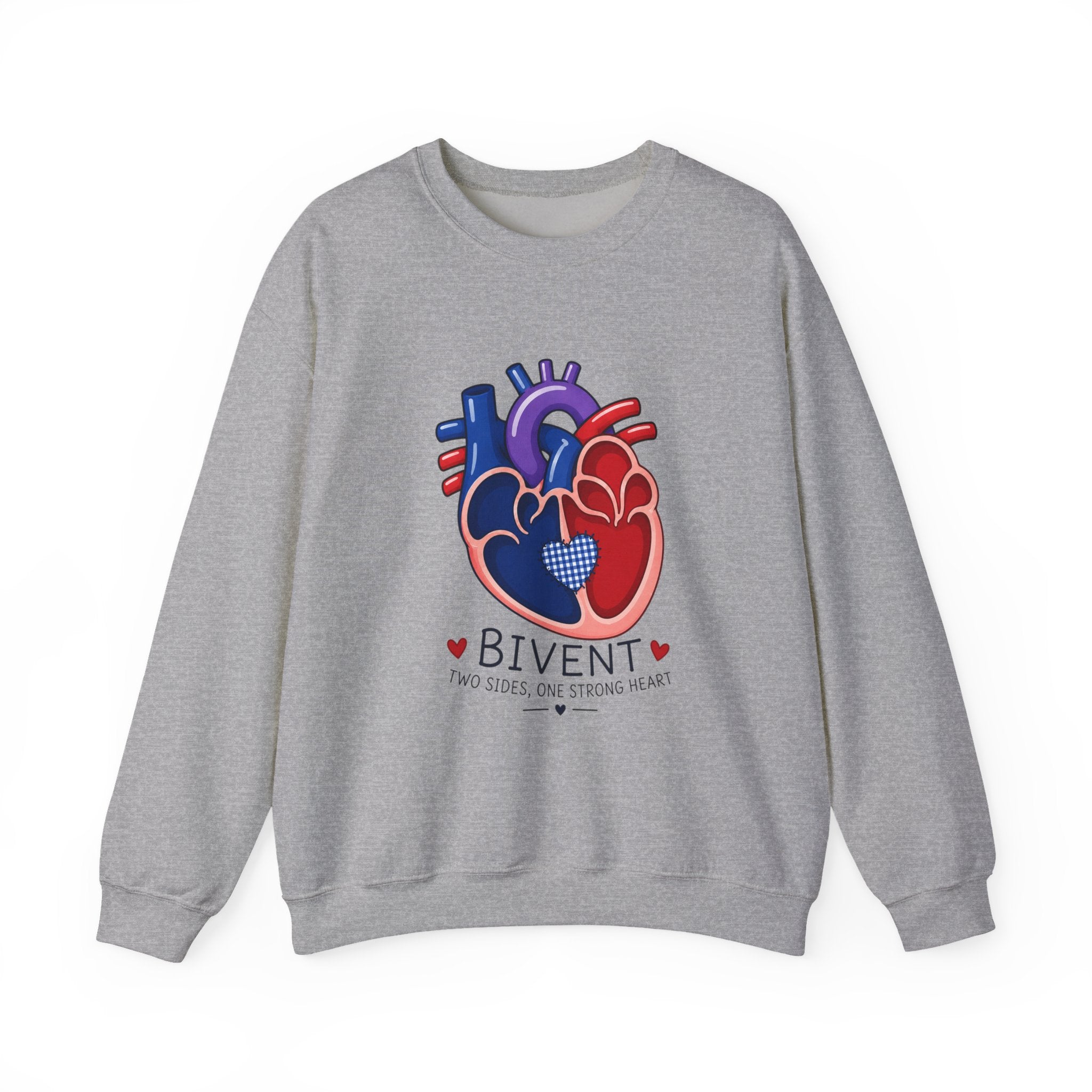 Bivent Heart Anatomy Sweatshirt — Bi Pride ‘Two Sides, One Strong Heart’ Crewneck