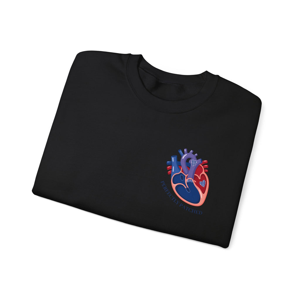 Anatomical Heart Crewneck Sweatshirt — Red & Blue Heart Design