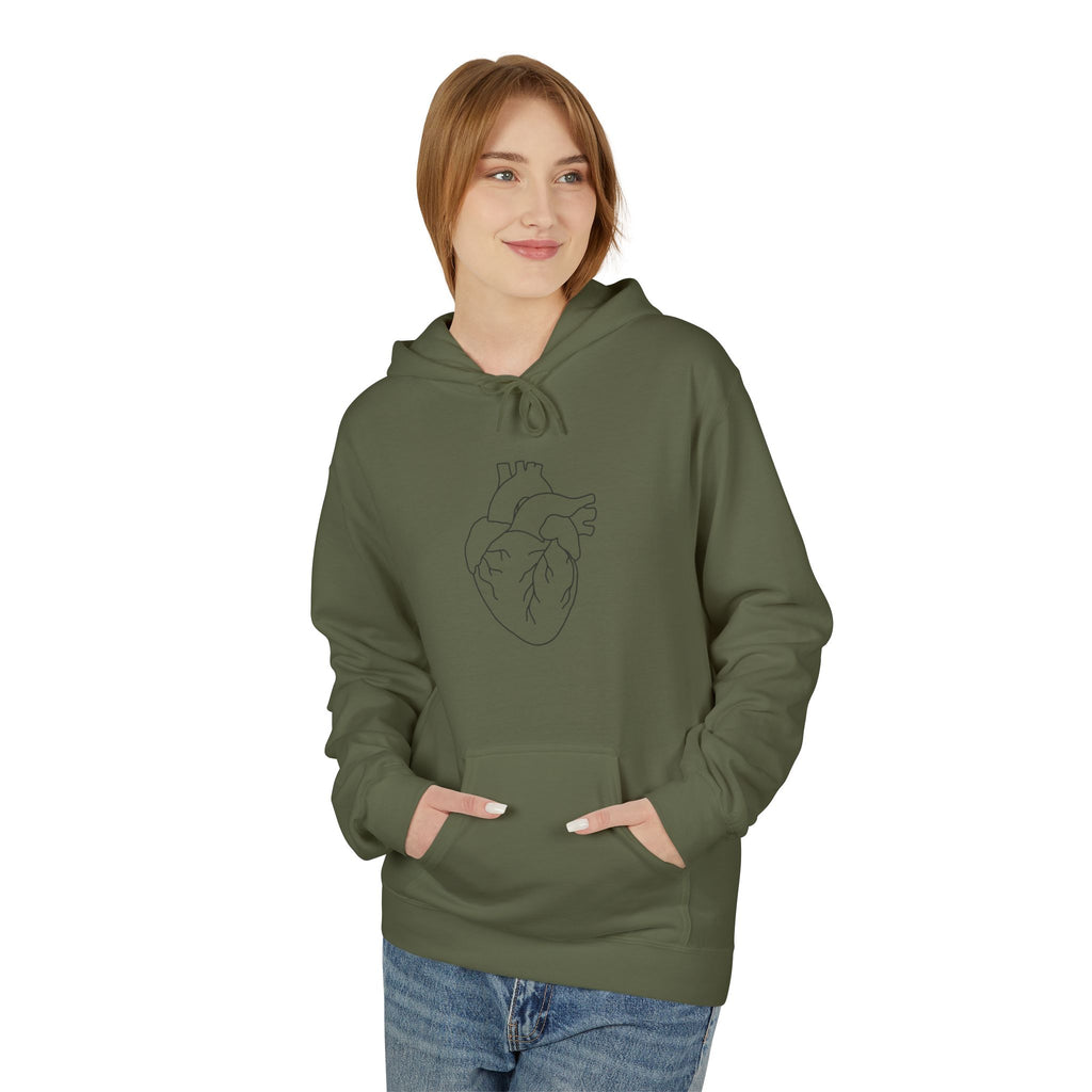 Minimal Anatomical Heart Hoodie — Line Art Medical Heart Pullover