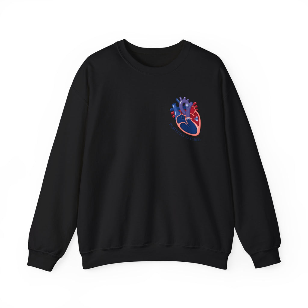 Anatomical Heart Crewneck Sweatshirt — Red & Blue Heart Design