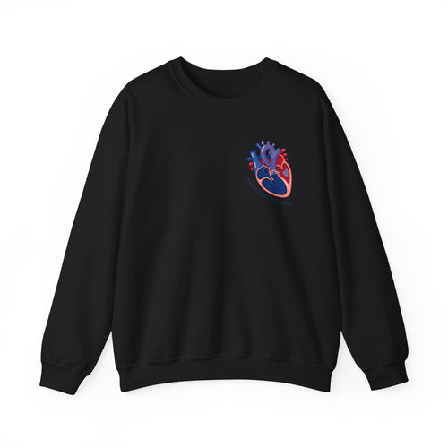 Anatomical Heart Crewneck Sweatshirt — Red & Blue Heart Design