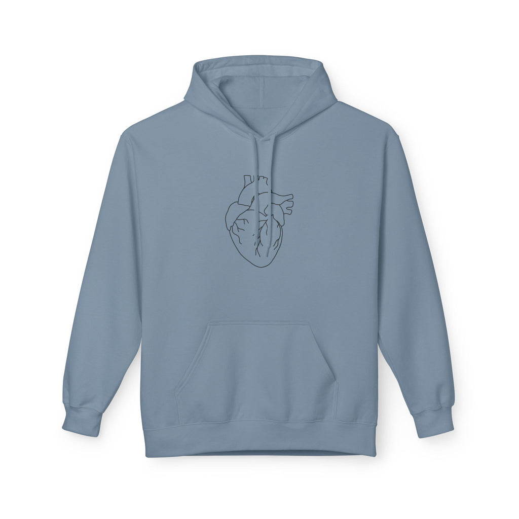 Minimal Anatomical Heart Hoodie — Line Art Medical Heart Pullover