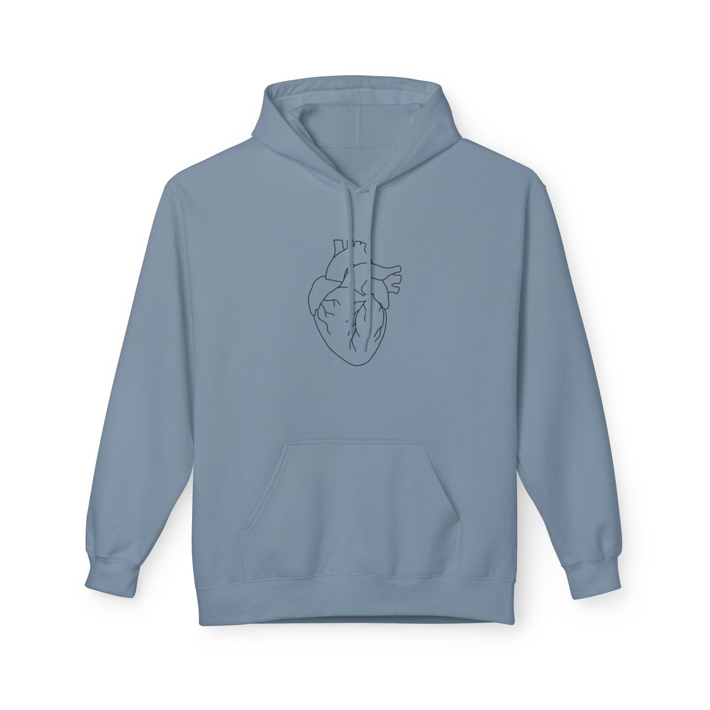 Minimal Anatomical Heart Hoodie — Line Art Medical Heart Pullover