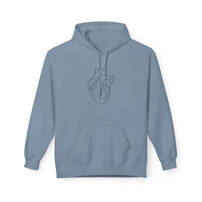 Minimal Anatomical Heart Hoodie — Line Art Medical Heart Pullover