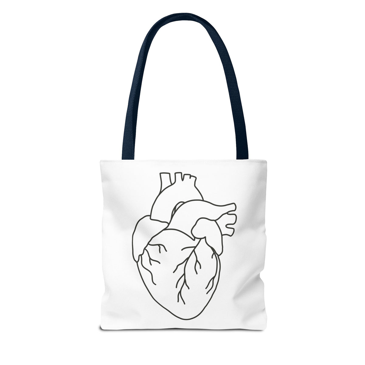 Anatomical Heart Tote Bag — Minimal Line Art Medical Shopper
