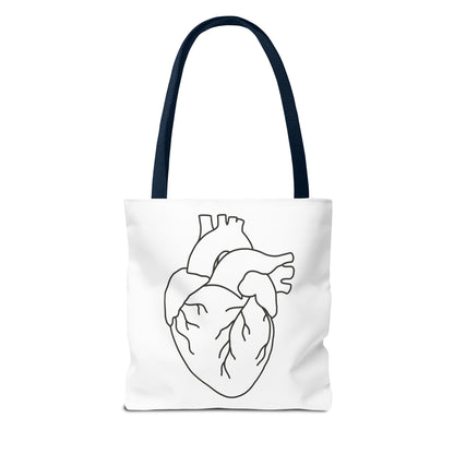 Anatomical Heart Tote Bag — Minimal Line Art Medical Shopper