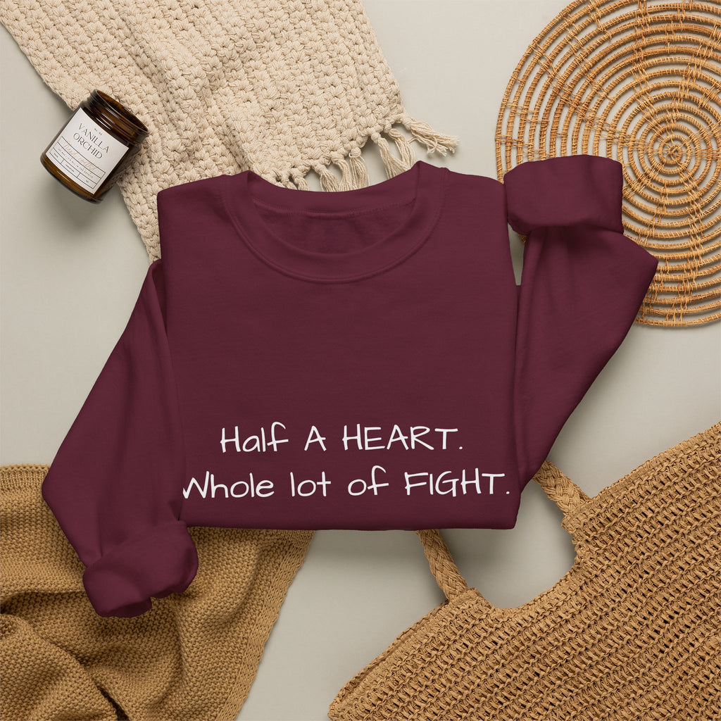 Half a Heart Crewneck Sweatshirt — HLHS awareness