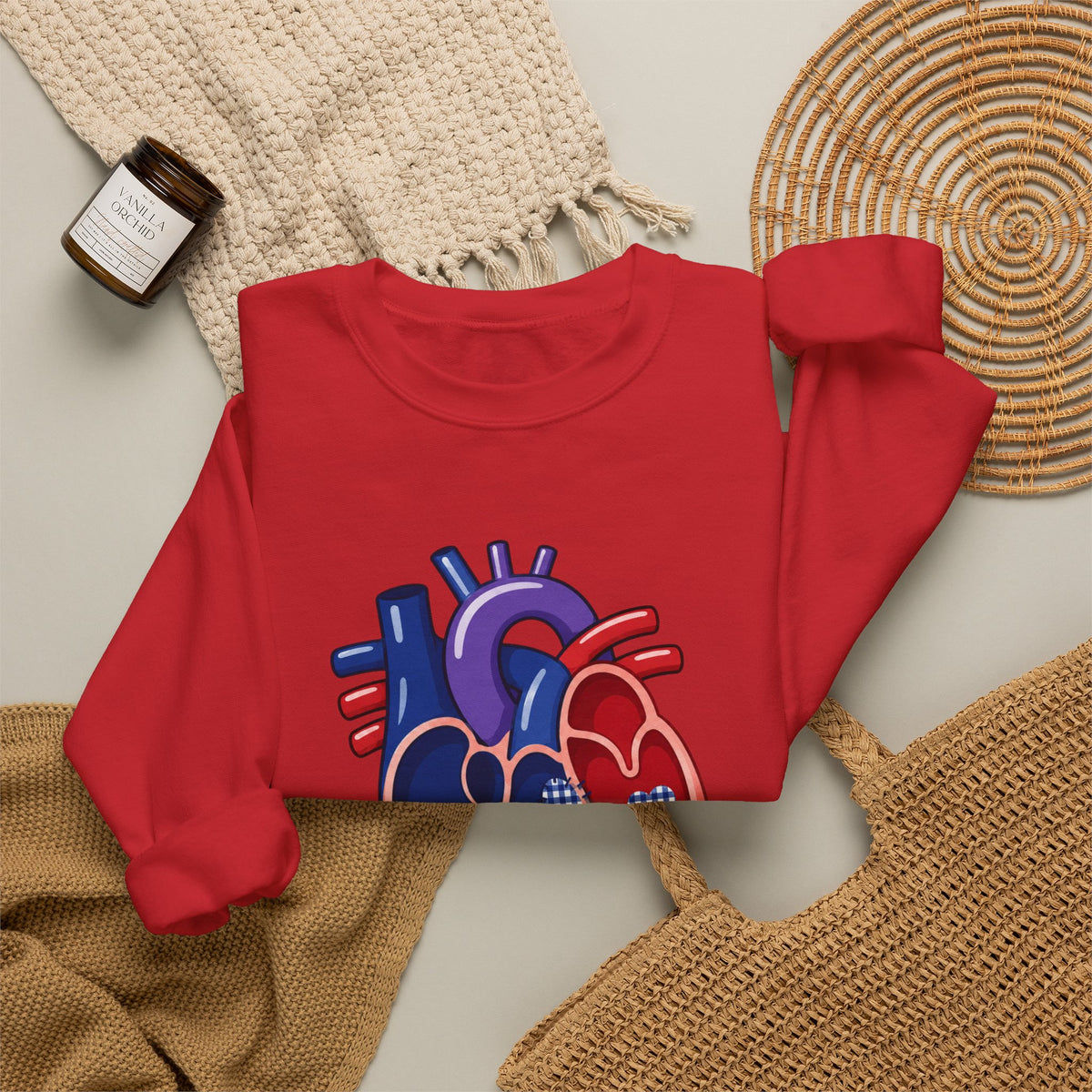 ASD Repair Heart Crewneck Sweatshirt — Autism Support Anatomical Heart Design