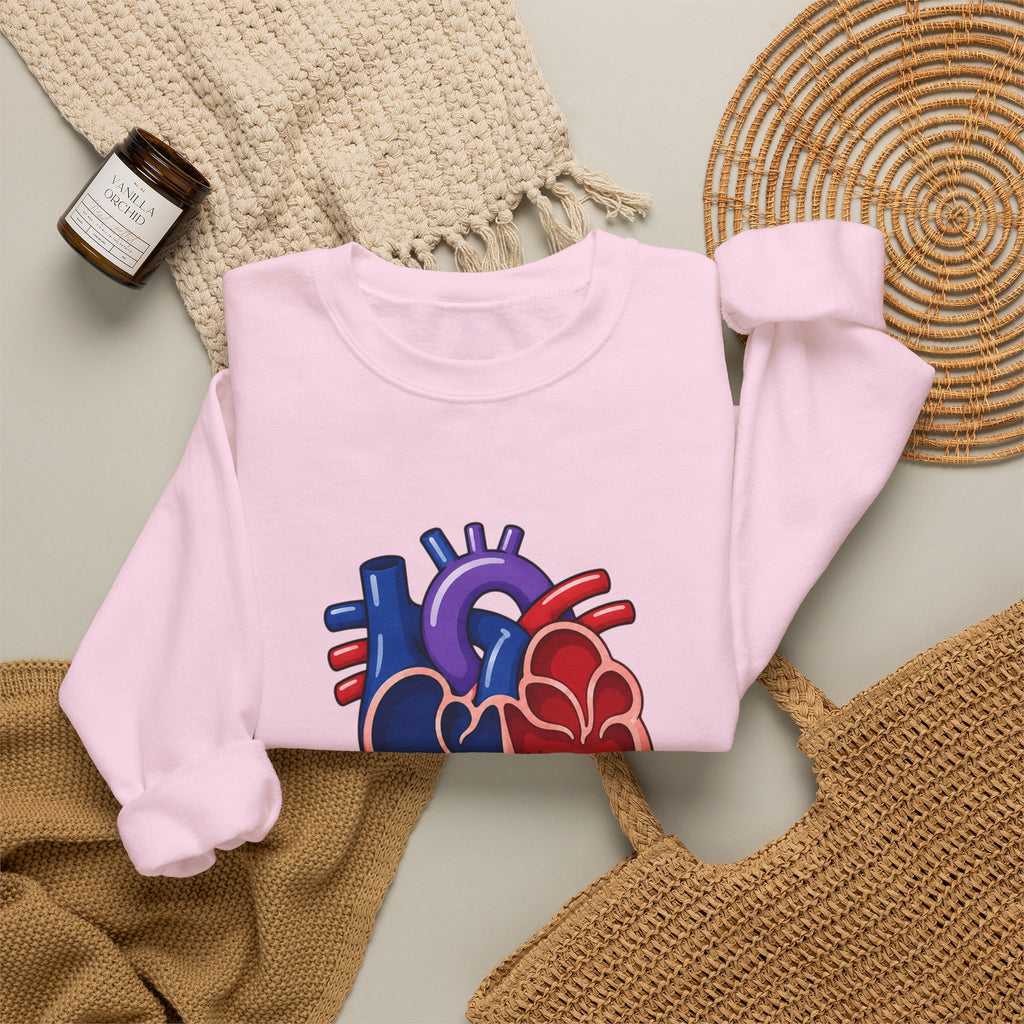 Bivent Heart Anatomy Sweatshirt — Bi Pride ‘Two Sides, One Strong Heart’ Crewneck