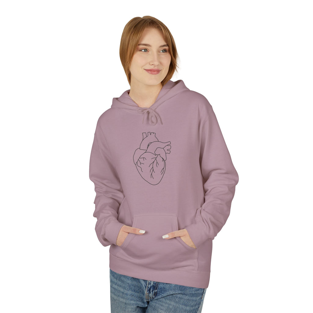Minimal Anatomical Heart Hoodie — Line Art Medical Heart Pullover