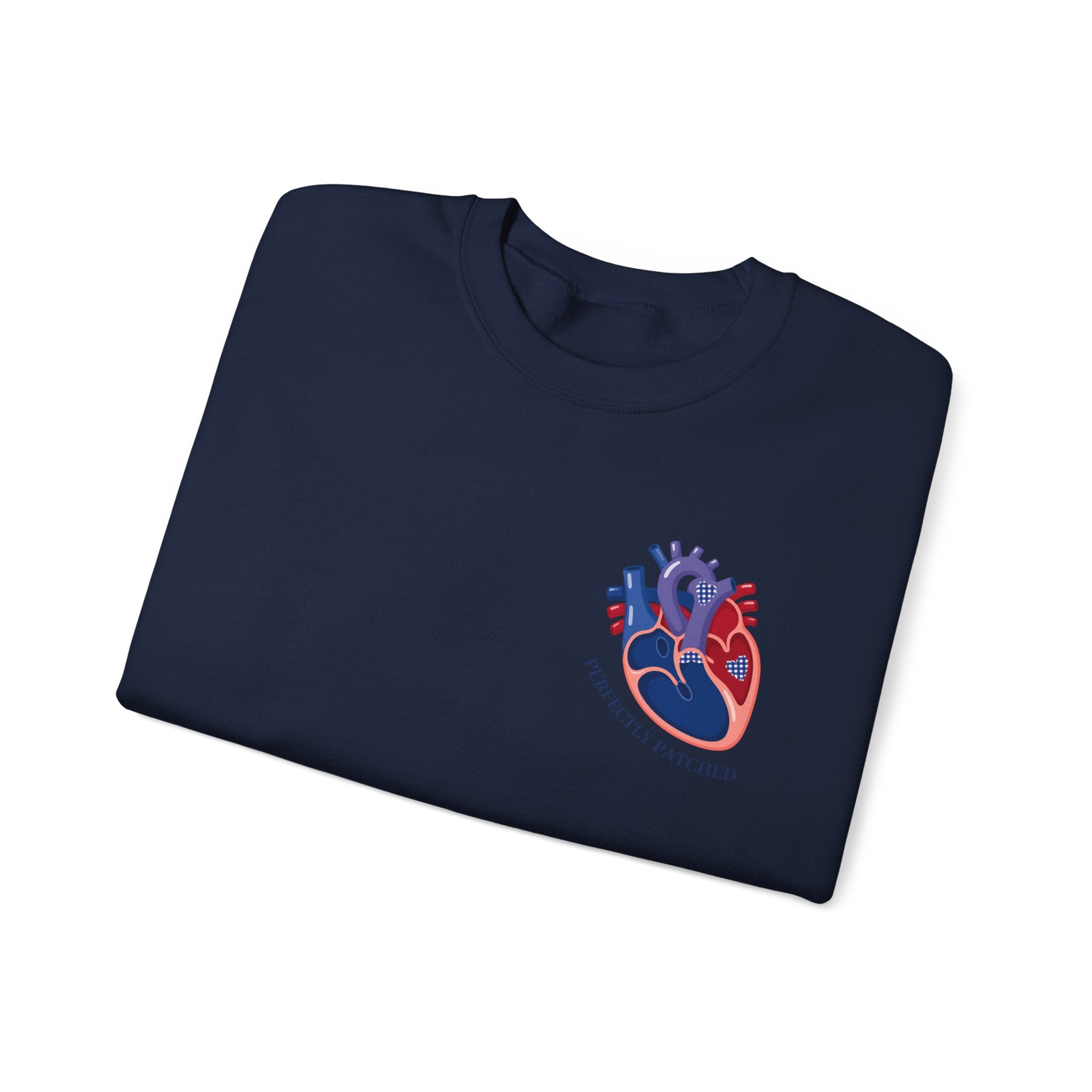 Anatomical Heart Crewneck Sweatshirt — Red & Blue Heart Design