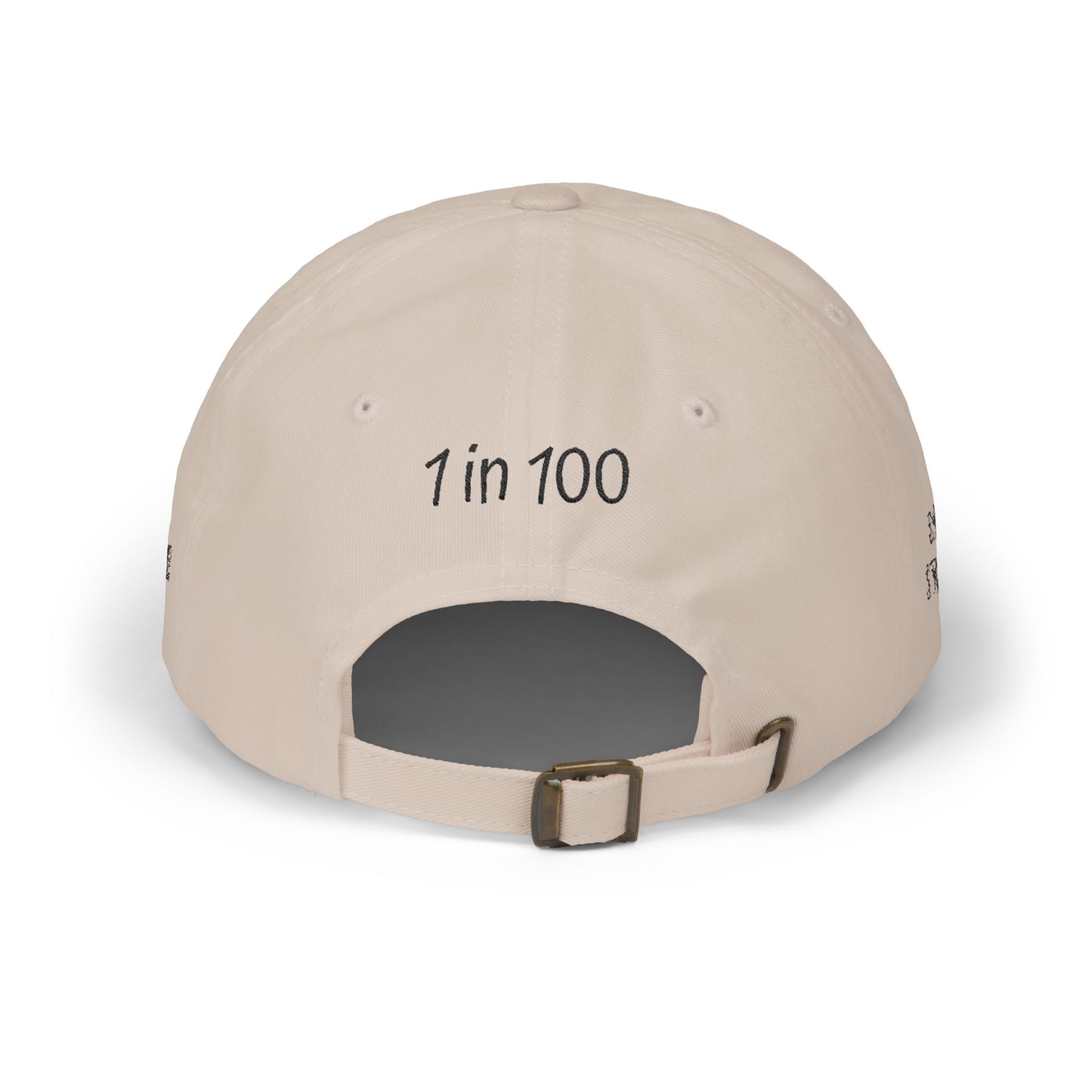Delilah's Crew Embroidered Dad Cap — Personalized White Baseball Hat ("1 in 100" Back)