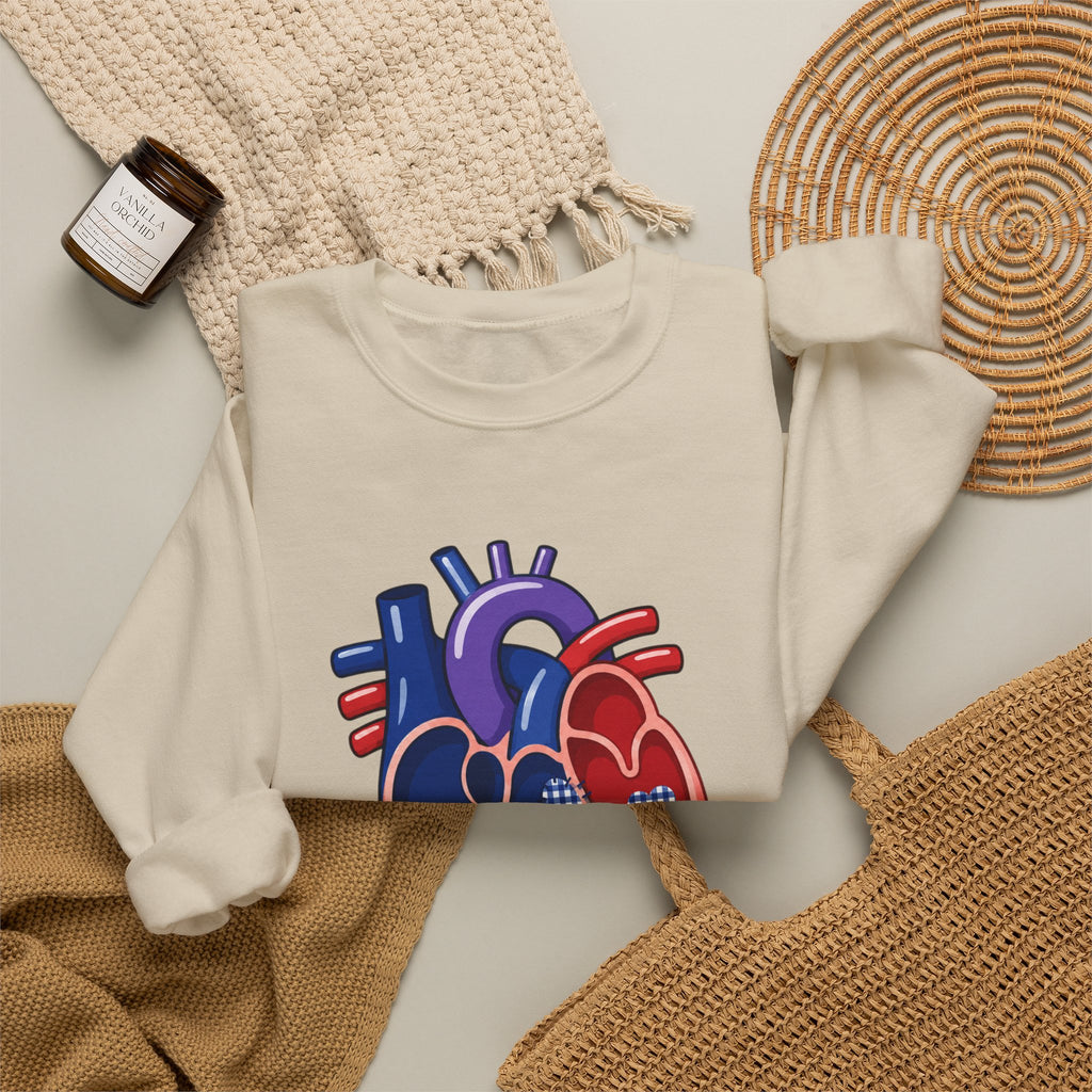 ASD Repair Heart Crewneck Sweatshirt — Autism Support Anatomical Heart Design