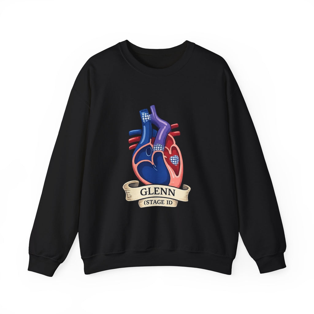 Heart Guitar Crewneck Sweatshirt — Personalized "GLENN (STAGE ID)" Musician Design