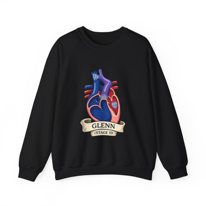 Heart Guitar Crewneck Sweatshirt — Personalized "GLENN (STAGE ID)" Musician Design