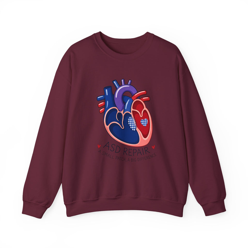 ASD Repair Heart Crewneck Sweatshirt — Autism Support Anatomical Heart Design