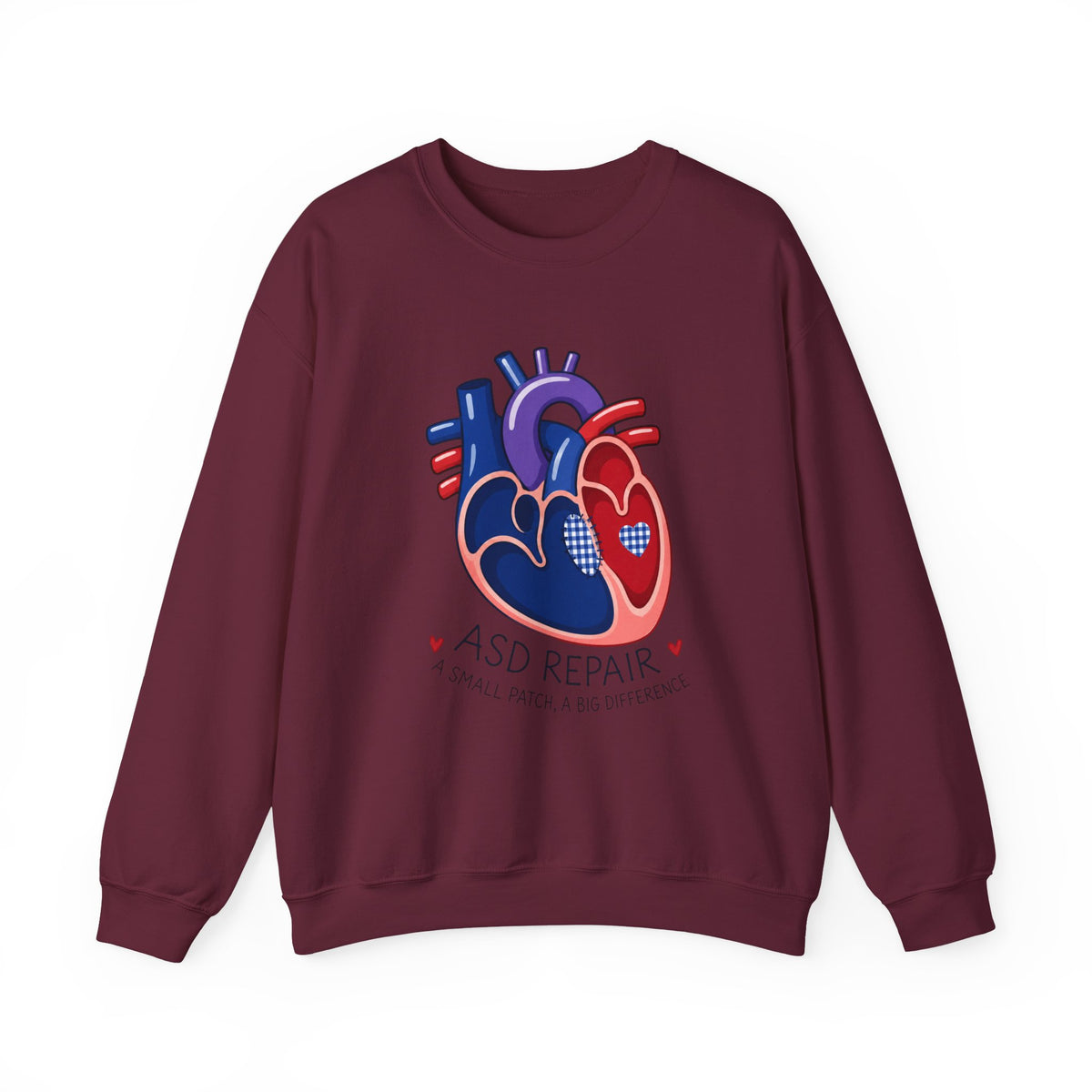 ASD Repair Heart Crewneck Sweatshirt — Autism Support Anatomical Heart Design