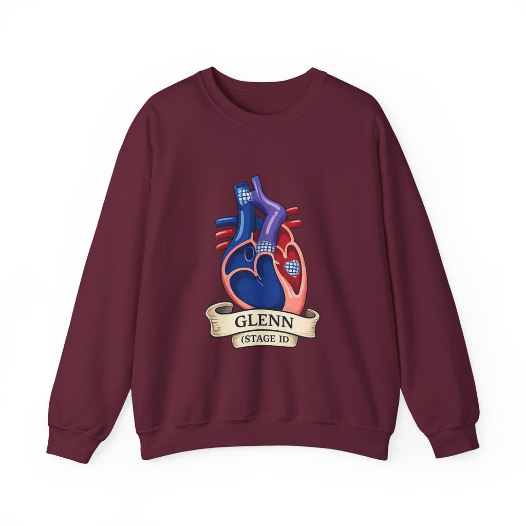 Heart Guitar Crewneck Sweatshirt — Personalized "GLENN (STAGE ID)" Musician Design