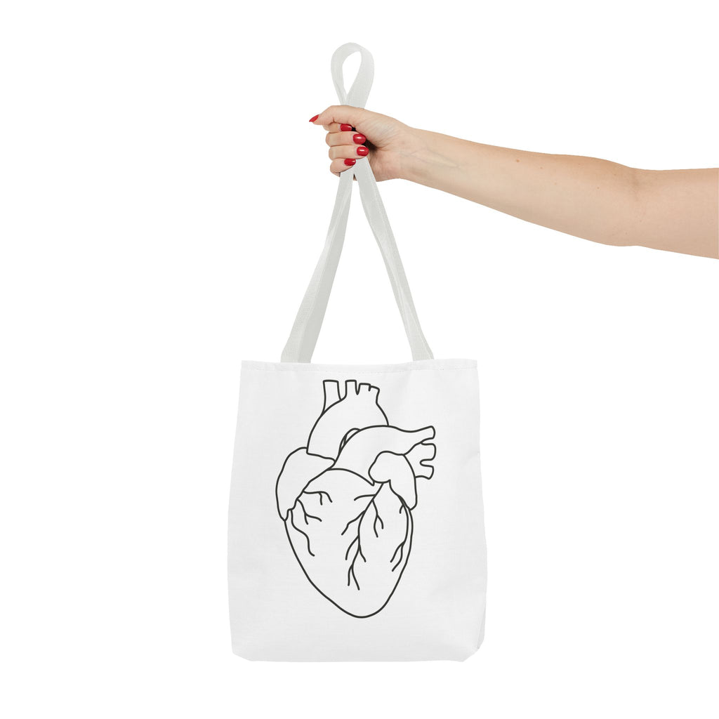 Anatomical Heart Tote Bag — Minimal Line Art Medical Shopper