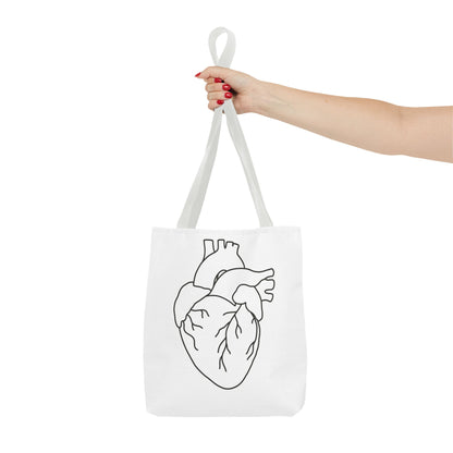 Anatomical Heart Tote Bag — Minimal Line Art Medical Shopper