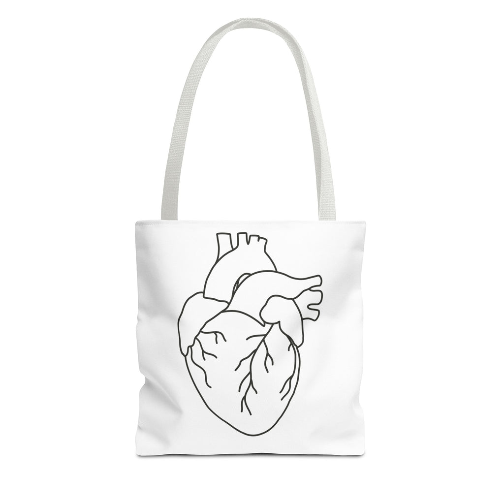 Anatomical Heart Tote Bag — Minimal Line Art Medical Shopper